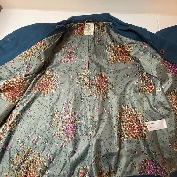 COPY - Anthropologie Tulle 100% cotton pea coat blue jacket large - Picture 4 of 7